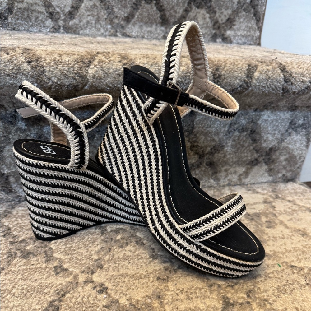 BP Black and White Striped Heels